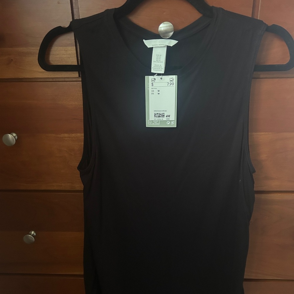 H&M Black Fitted Muscle Tee Crew Neck